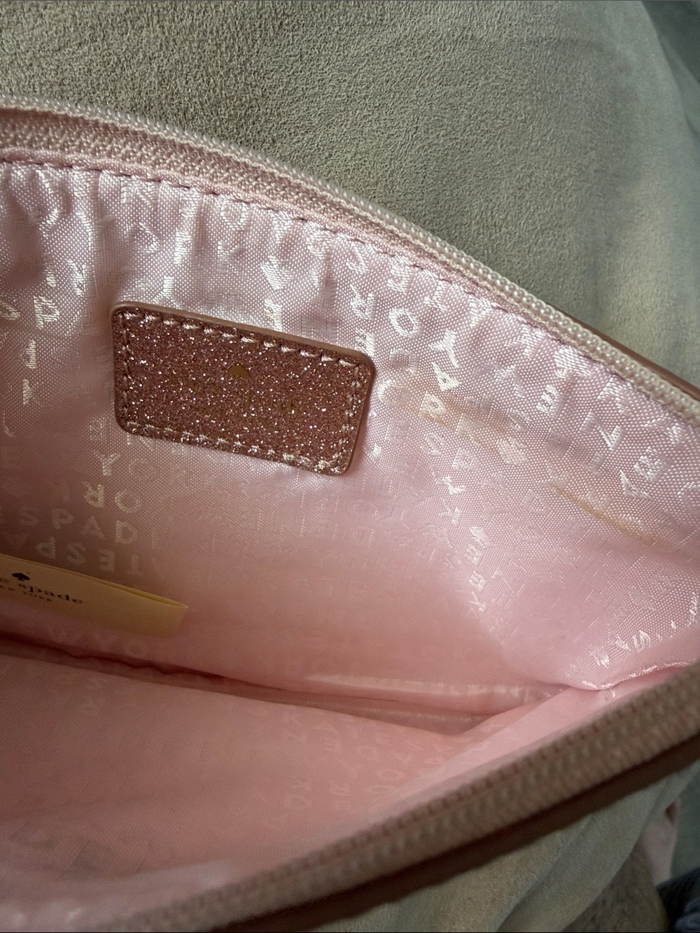kate spade Rose Gold Glitter Wristlet Clutch - Picture 14 of 14